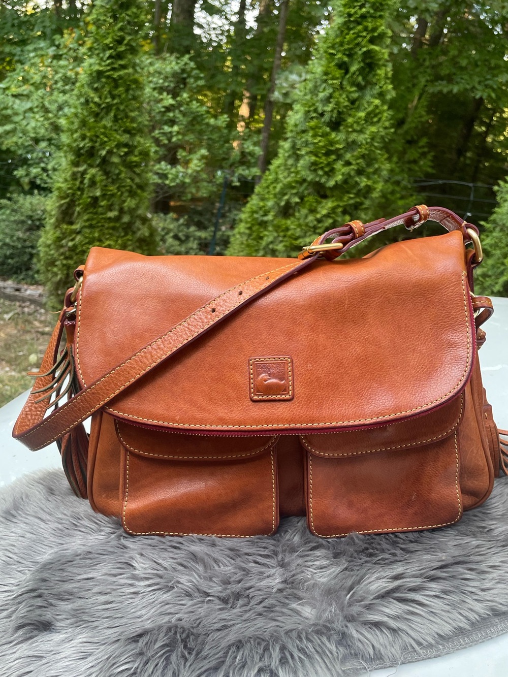 Dooney & Bourke Brown Leather Satchel Saddle Bag
